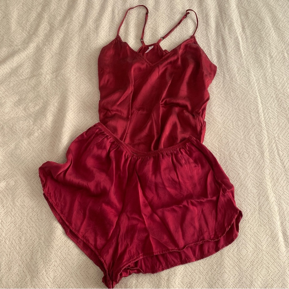 ♥️ Commando 100% Silk Pajama cami & shorts set, Red